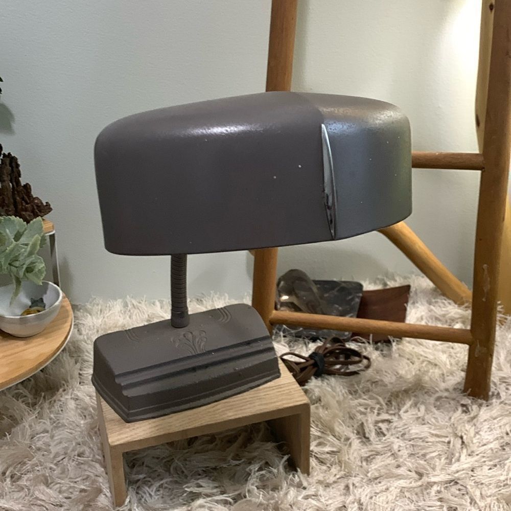 Cast Metal Grey Industrial Style Gooseneck Lamp‎ Vintage Decor
